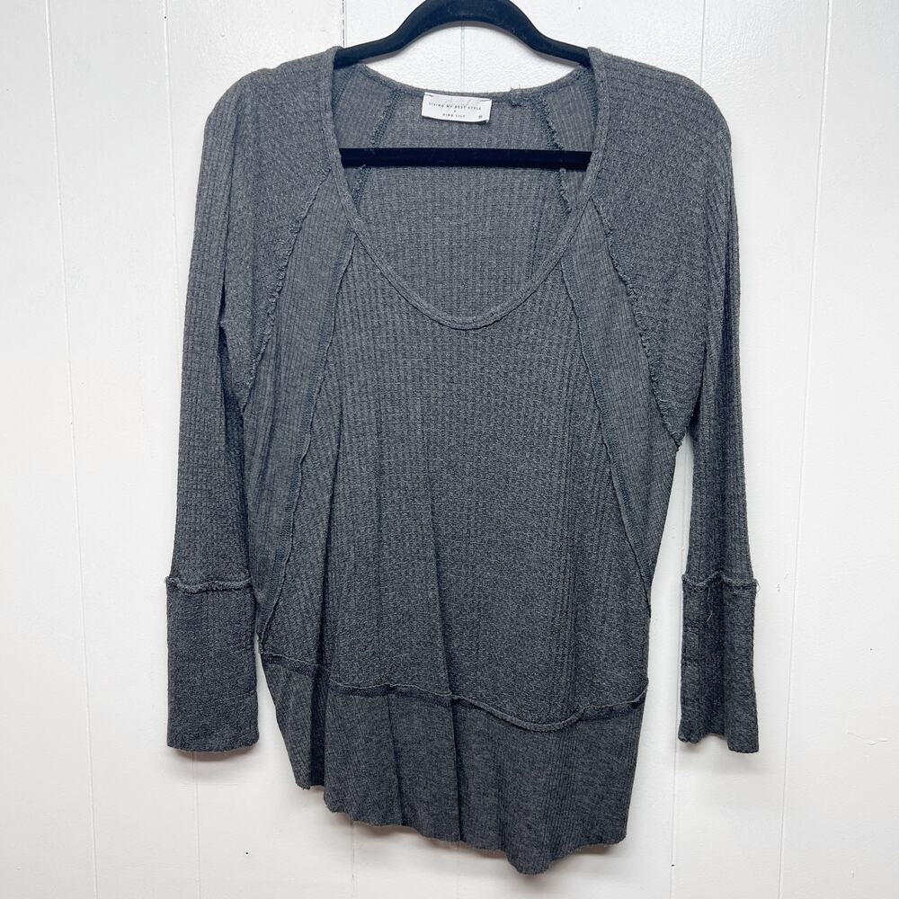 Living My Best Style X Pink Lily Bohemian Waffle Knit Womens Thermal Size Medium